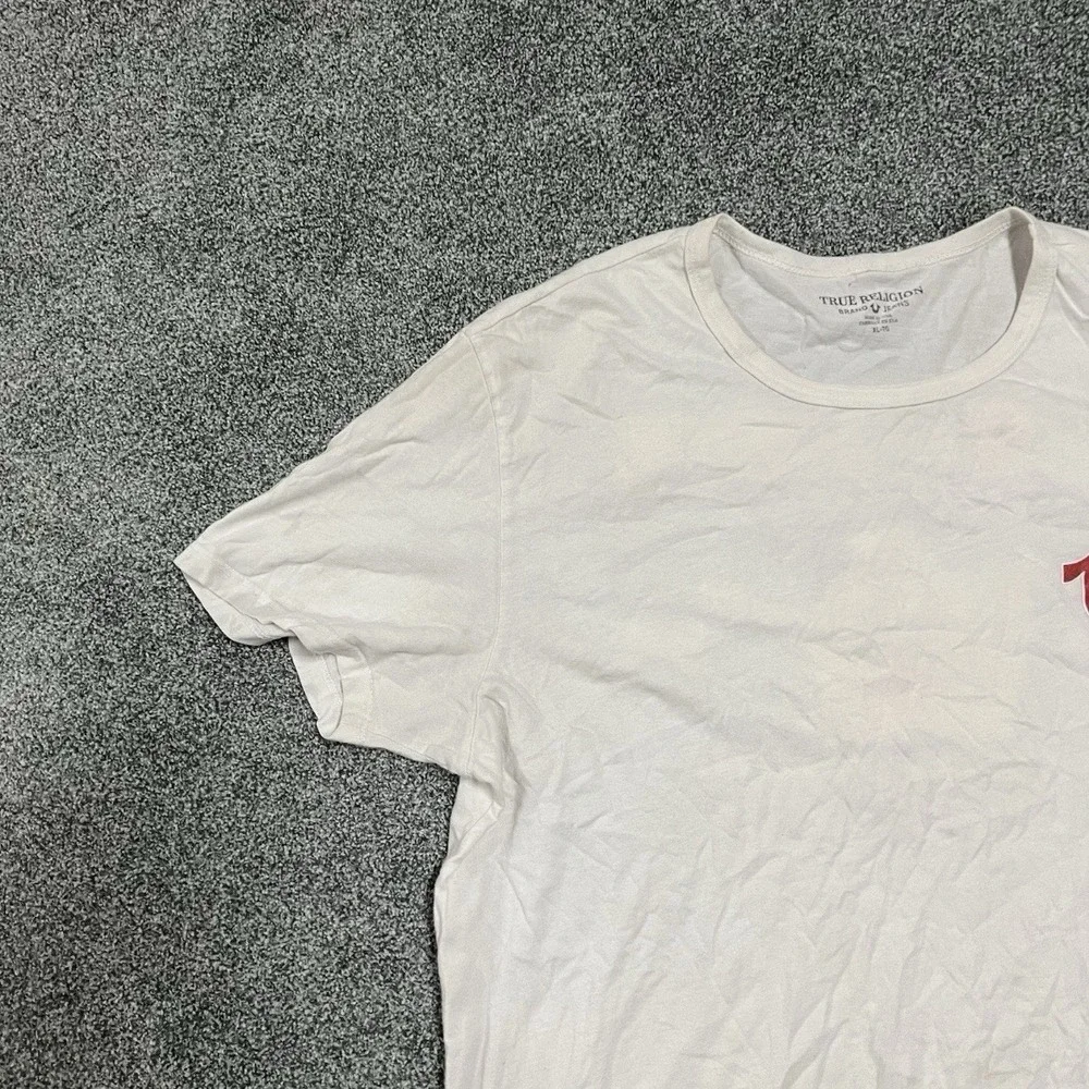 True Religion Men's XL White Logo Short Sleeve Crewneck T-Shirt Casual Tee